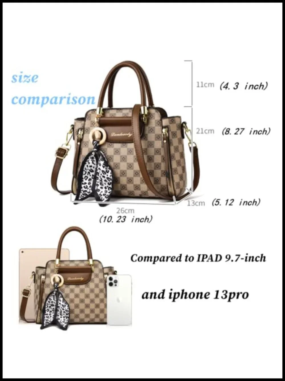PU Leather Hobo Satchel Purse with Detachable Straps Plaid